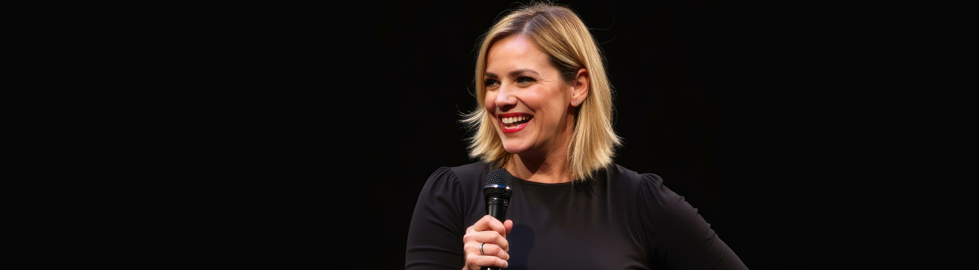 Female presenter on stage